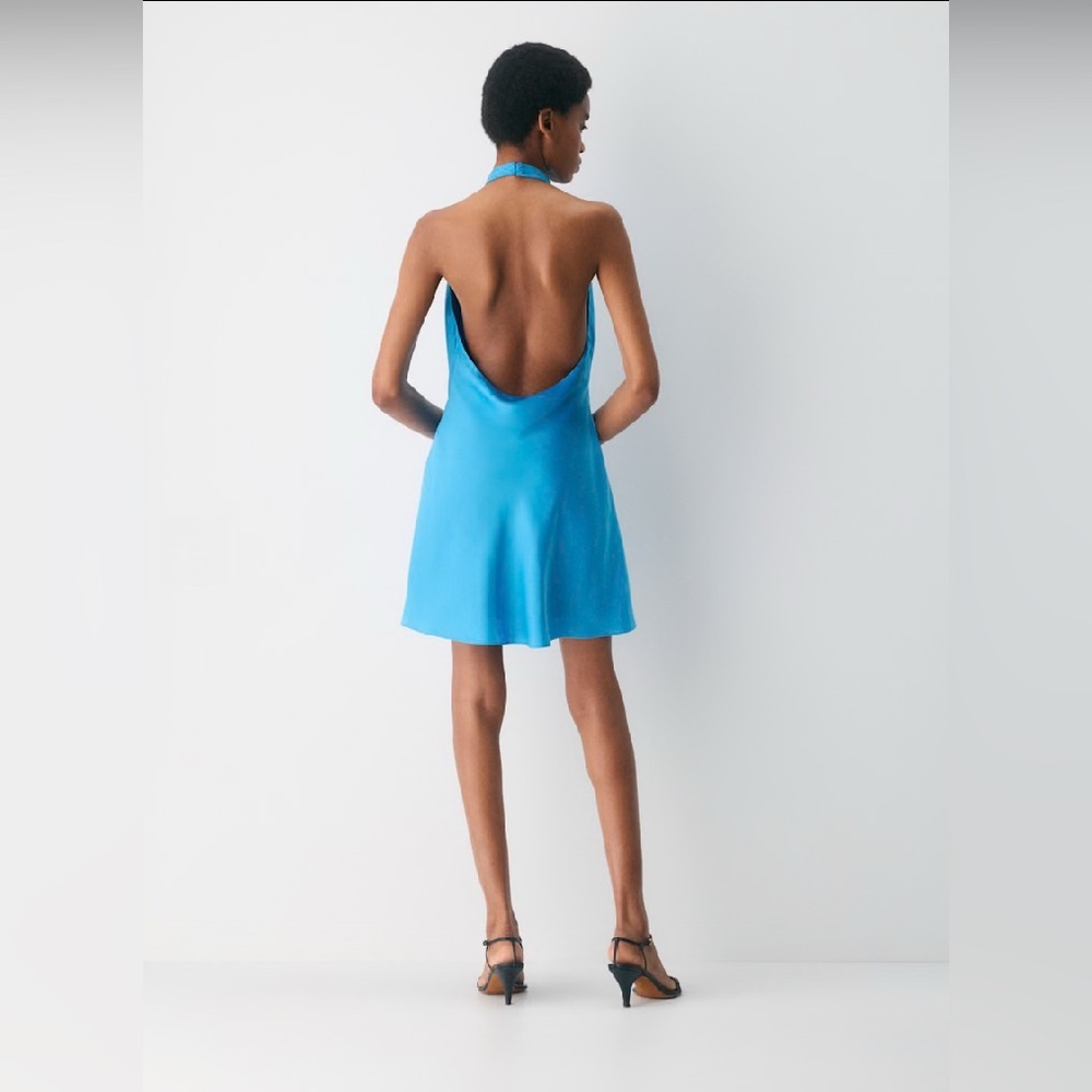 NWT Aritzia Wilfred Audience Satin halterneck mini dress - Picture 2 of 14